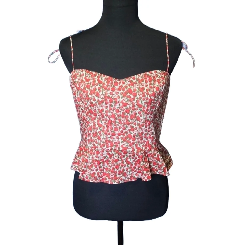 J. Crew Cropped Liberty® Strawberry Top Sz 12 NWT Festival Boho Y2K Coquette - Picture 5 of 12